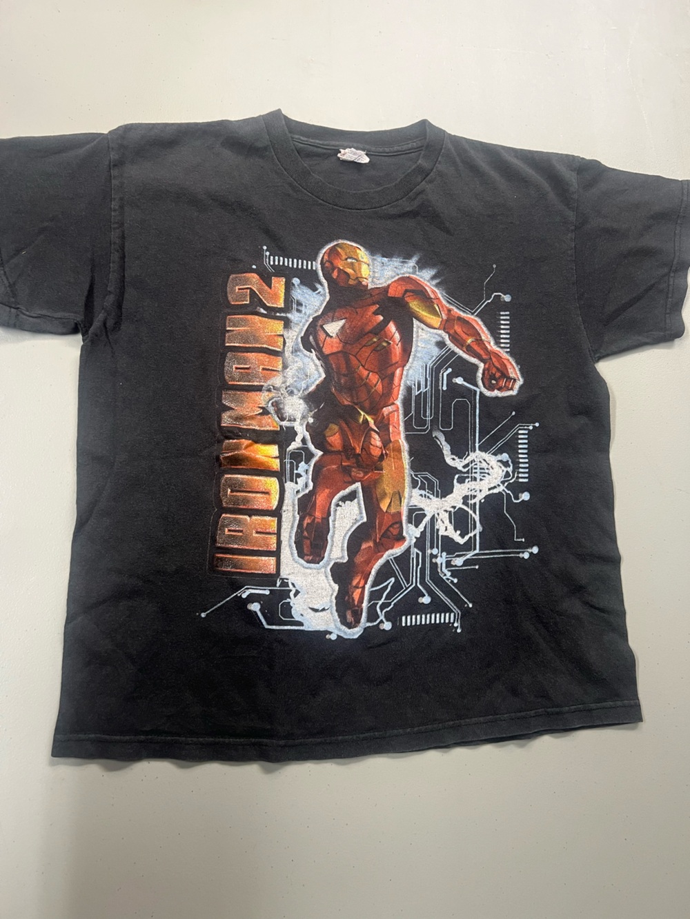 Marvel Iron Man 2 Graphic T Shirt Youth XL Black Superhero Movie Tee
